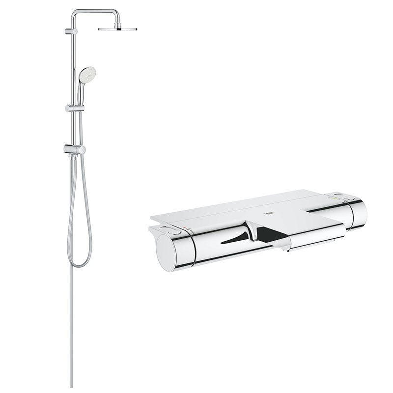 Coloana cabina dus cu termostat, Grohe Grohtherm 2000 New, palarie 200mm,jet,crom(34464001 ,27389002) baterii-lux.ro/