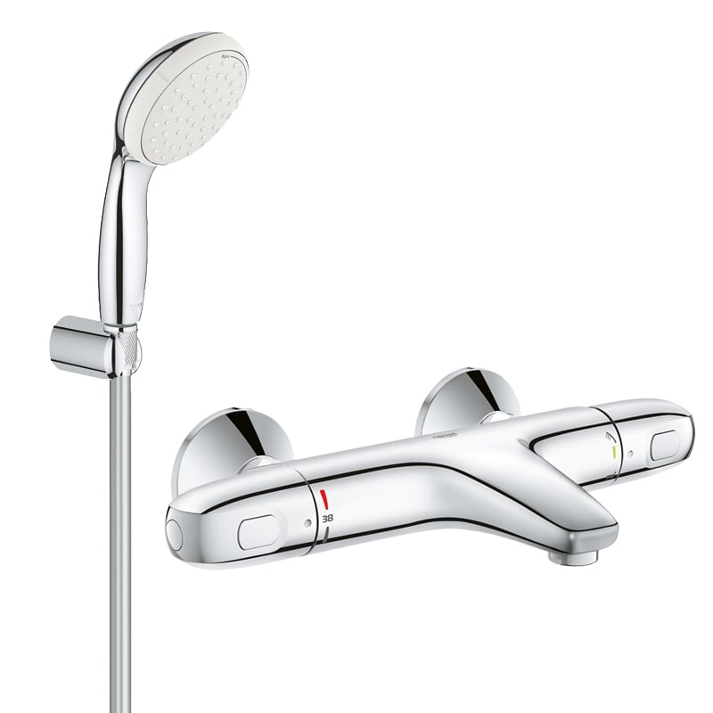 Pachet: Baterie Grohe cada/dus termostat Grohtherm 1000-34155003 + Set dus Grohe New Tempesta 100-27799001 baterii-lux.ro/