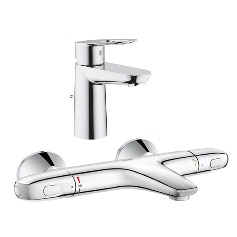 Pachet: Baterie Grohe cada/dus termostat Grohtherm 1000-34155003 + Baterie baie lavoar Grohe Bauloop cod-23335000 baterii-lux.ro/