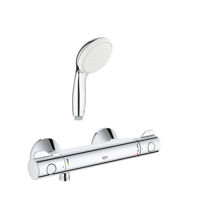 Pachet Baterie dus termostat Grohe Grohtherm 800 + para dus Mono Grohe New Tempesta(34558000,27852001) baterii-lux.ro