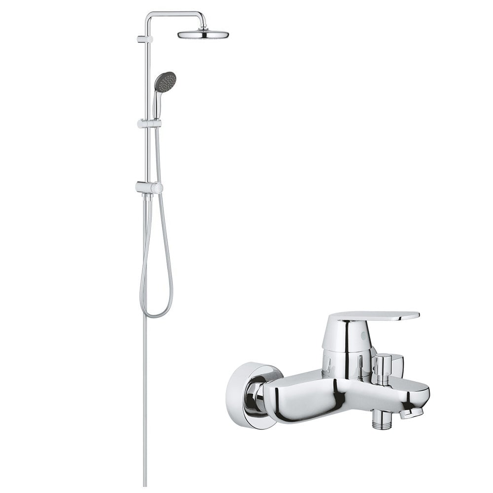 Coloana dus Grohe palarie 210 mm, crom, baterie cada/dus Grohe Cosmo (26382001,32831000) baterii-lux.ro